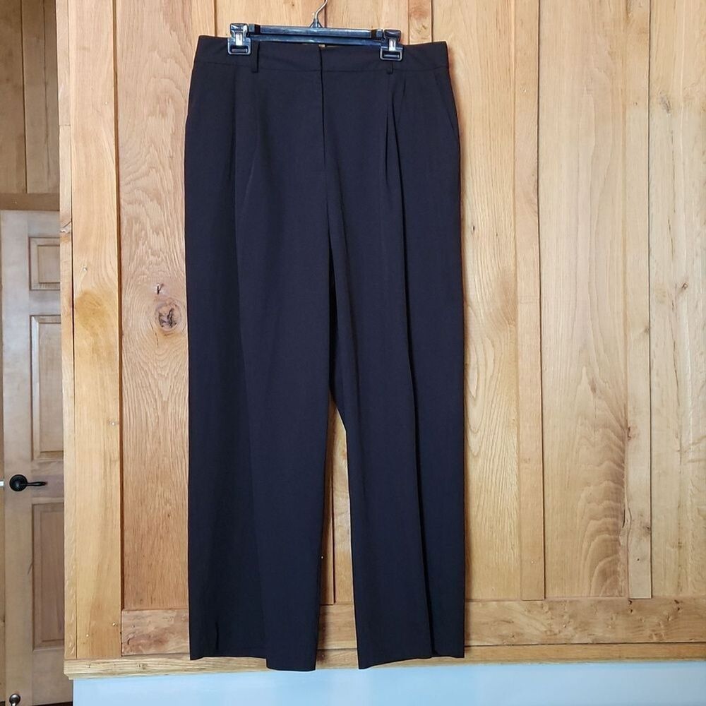 Asos Wide Leg High Rise Cropped Pleated Dress Pants, Size 12, Black